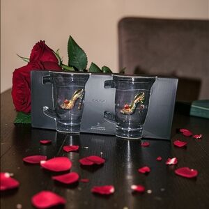 bebe Clear Glass Mugs with Embellished High Heel Design - 15oz